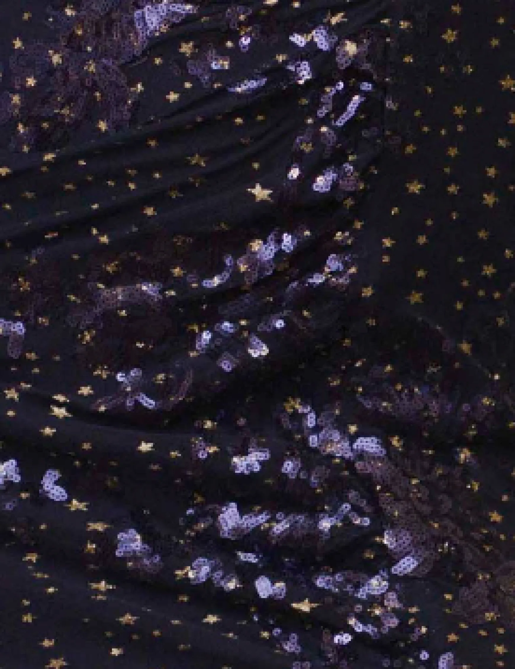 Women's Maxi Dress, Navy Star Sequin, Open Back with Tie Details, Thigh-High Split, Slim Fit
