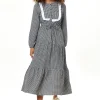 Women's Midi Dress in Black and White Gingham with Long Sleeves - Divine Grace by Liquorish
