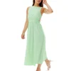 Women's Midi Dress in Chic Green with Sleeveless Design and Open Back - Perfect Elegance by Liquorish