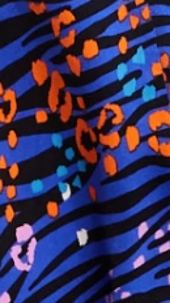 Women's Midi Dress in Electric Blue with Long Balloon Sleeves - Vivid Zebra Print by Liquorish