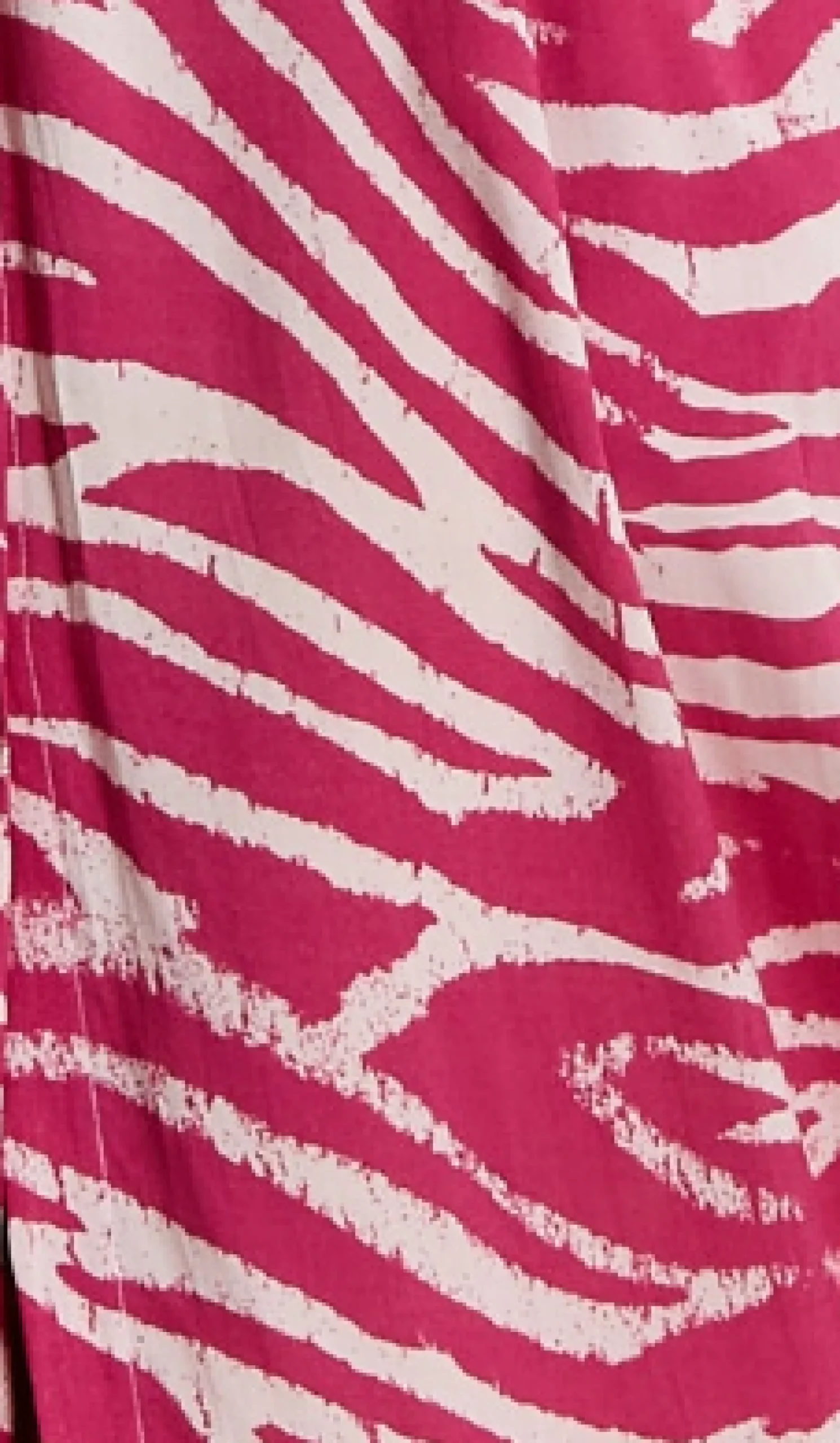 Women's Midi Dress in Fuchsia Zebra Print with Long Sleeves - Button Up Shirt Dress with Tie Waist by Liquorish