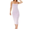 Women's Midi Dress in Lilac and White Check - Sleeveless Style by Liquorish