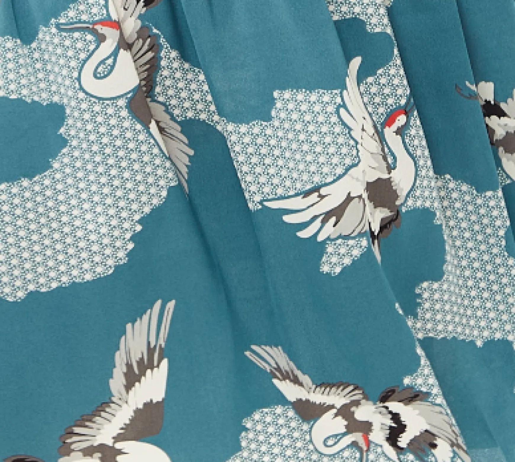 Women's Midi Dress in Mint Green Bird Print with Short Sleeves and Belted Detail by Liquorish
