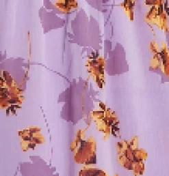 Women's Midi Dress in Purple Floral with V-Neck and 3/4 Kimono Sleeves - Liquorish