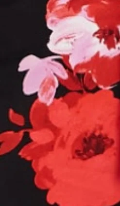 Women's Midi Dress in Red and Pink with Long Balloon Sleeves - Liquorish