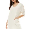 Women's Midi Dress with 3/4 Sleeves and Pockets in White - Effortless Style by Liquorish