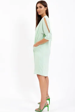 Women's Midi Dress with 3/4 Sleeves in Turquoise - Relaxed Fit with Pockets by Liquorish