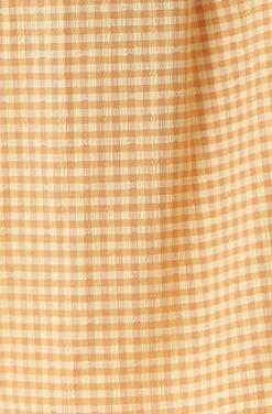Women's Midi Dress with Frill Sleeves in Orange Gingham - Cut Out Back and Tie Detail by Liquorish