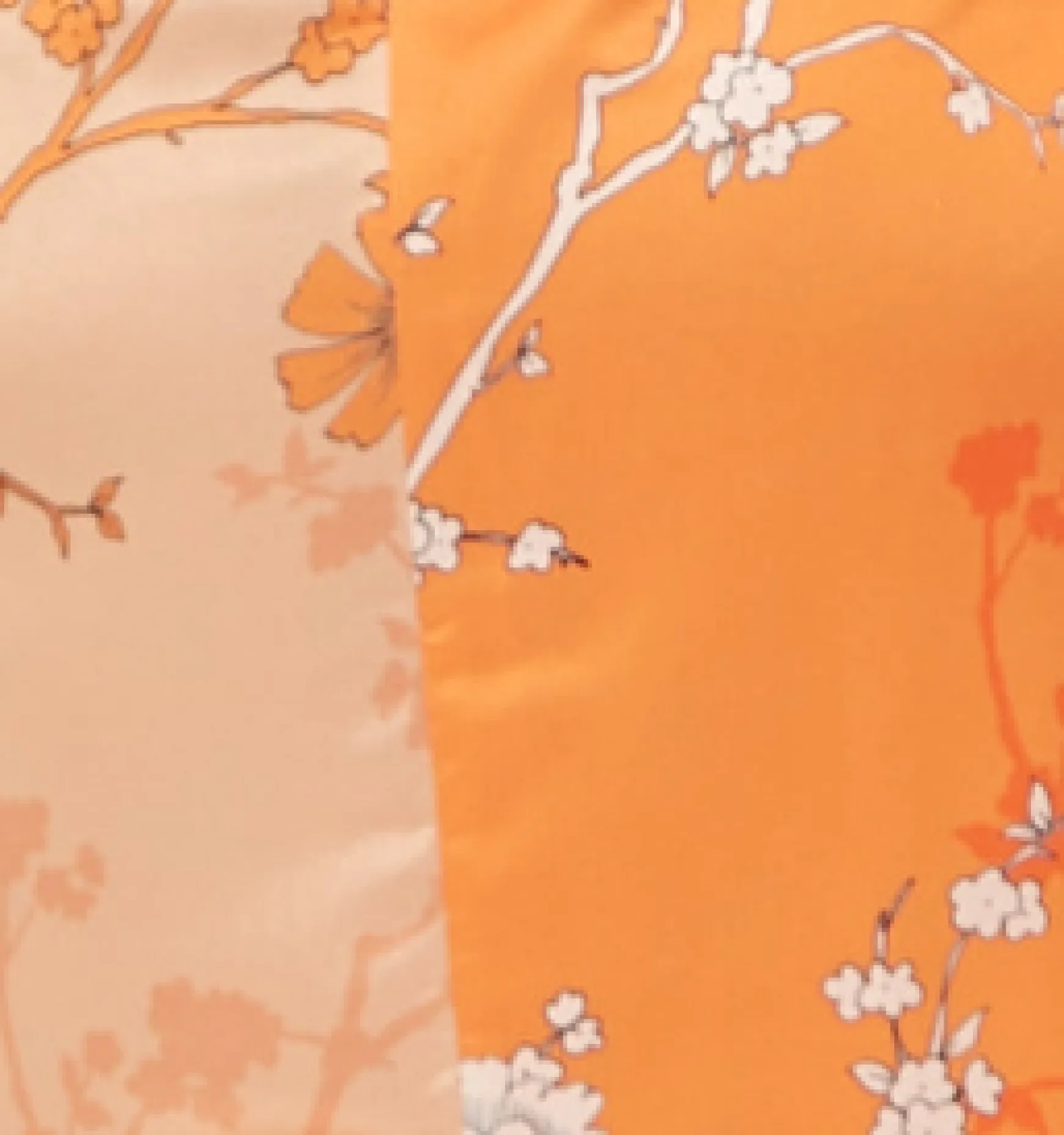 Women's Midi Dress with Long Kimono Sleeves in Orange Oriental Print - Liquorish