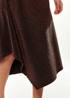 Women's Midi Dress with Long Sleeves in Sparkly Bronze - Exclusive Liquorish