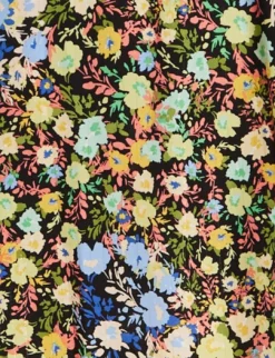 Women's Midi Dress with Long Balloon Sleeves in Floral Print and Smock Waist - Liquorish