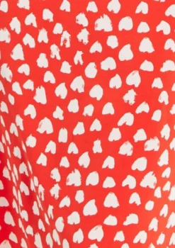 Women's Midi Dress with Long Balloon Sleeves in Red - Heart Print Elegance by Liquorish