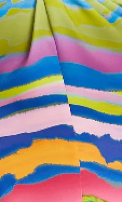 Women's Midi Dress with Multicolour Print, V Neck, Short Sleeves and Front Slit - Liquorish
