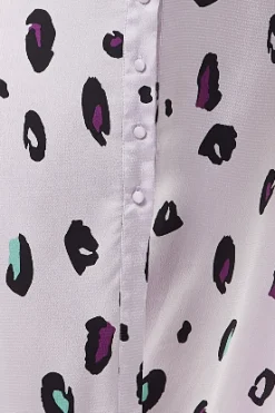 Women's Midi Dress with Off Shoulder Sleeves in Lilac Animal Print - Stylish and Chic Liquorish