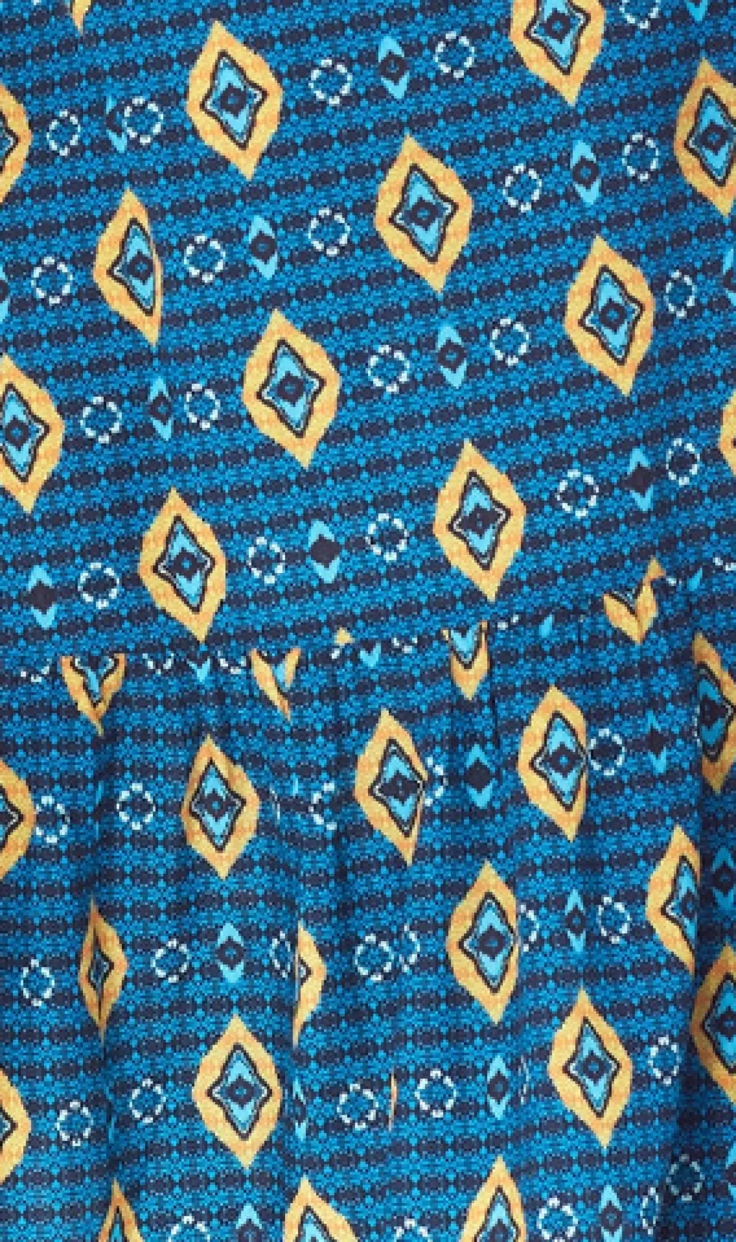 Women's Midi Dress with Sleeveless Design in Blue, Yellow & Navy - Tiered Skirt Detail by Liquorish