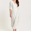 Women's Midi Wrap Dress in White - Short Kimono Sleeves with Matching Tie Waist for a Flattering Fit by Liquorish
