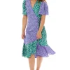 Women’s Midi Wrap Dress in Vibrant Multi-Print with Short Sleeves – Stylish Design by Liquorish