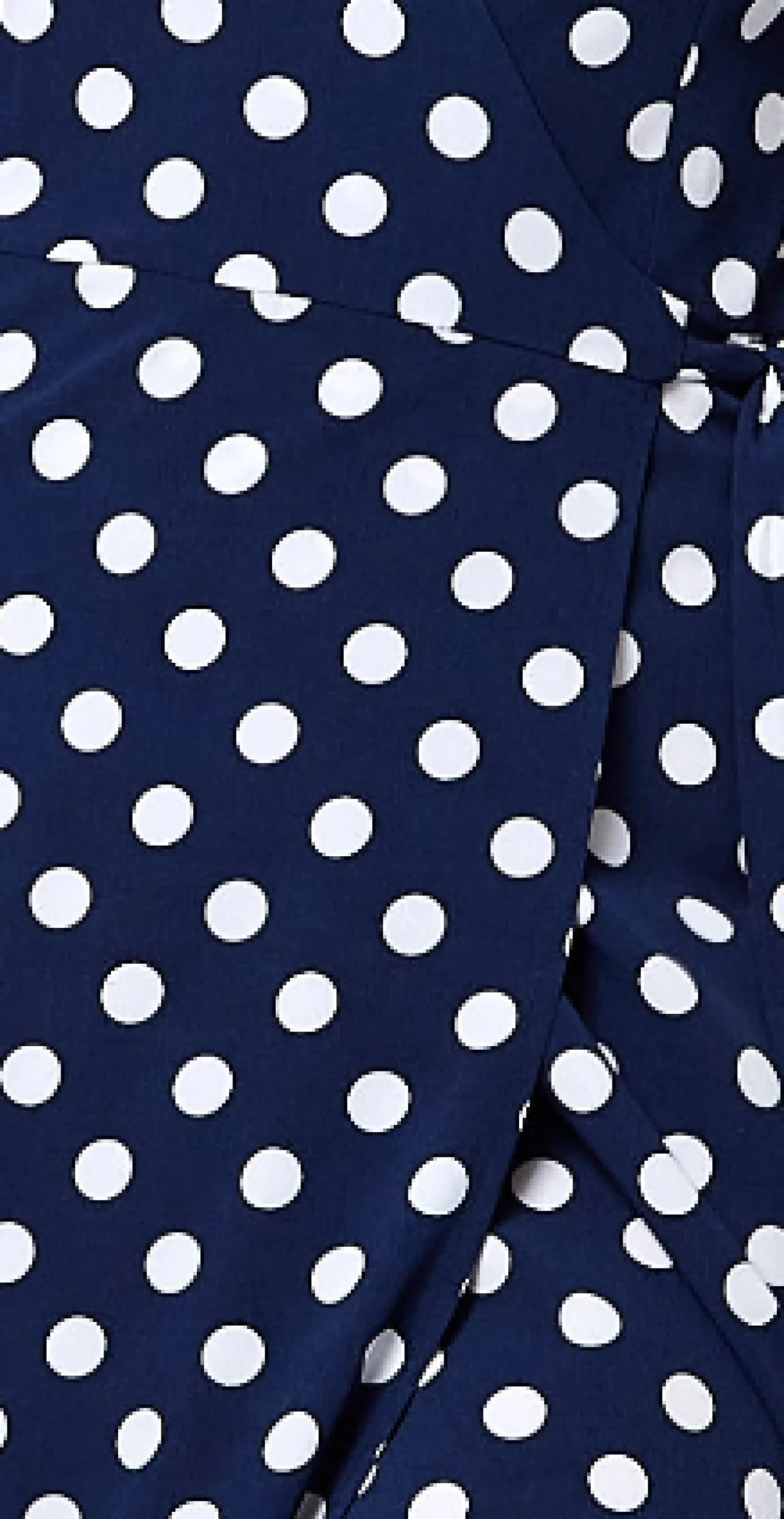 Women's Midi Wrap Dress in Navy with Kimono Sleeves - Chic Big Polka Dot Design by Liquorish