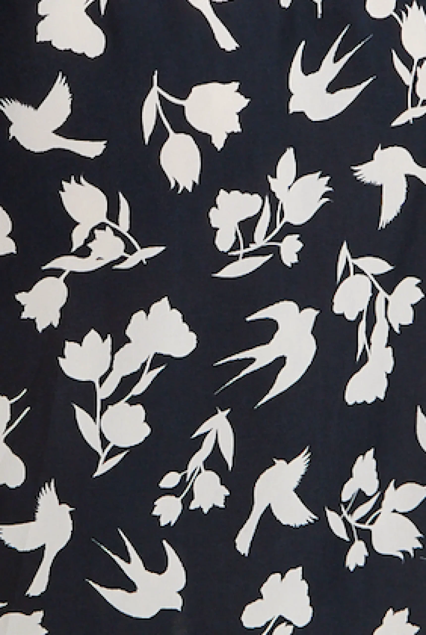 Women's Midi Wrap Dress in Navy with Long Sleeves and Floral & Bird Print - Chic Style by Liquorish