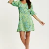Women's Mini Dress in Mint with Tie-Up Sleeves and Back Detail - Stylish Liquorish