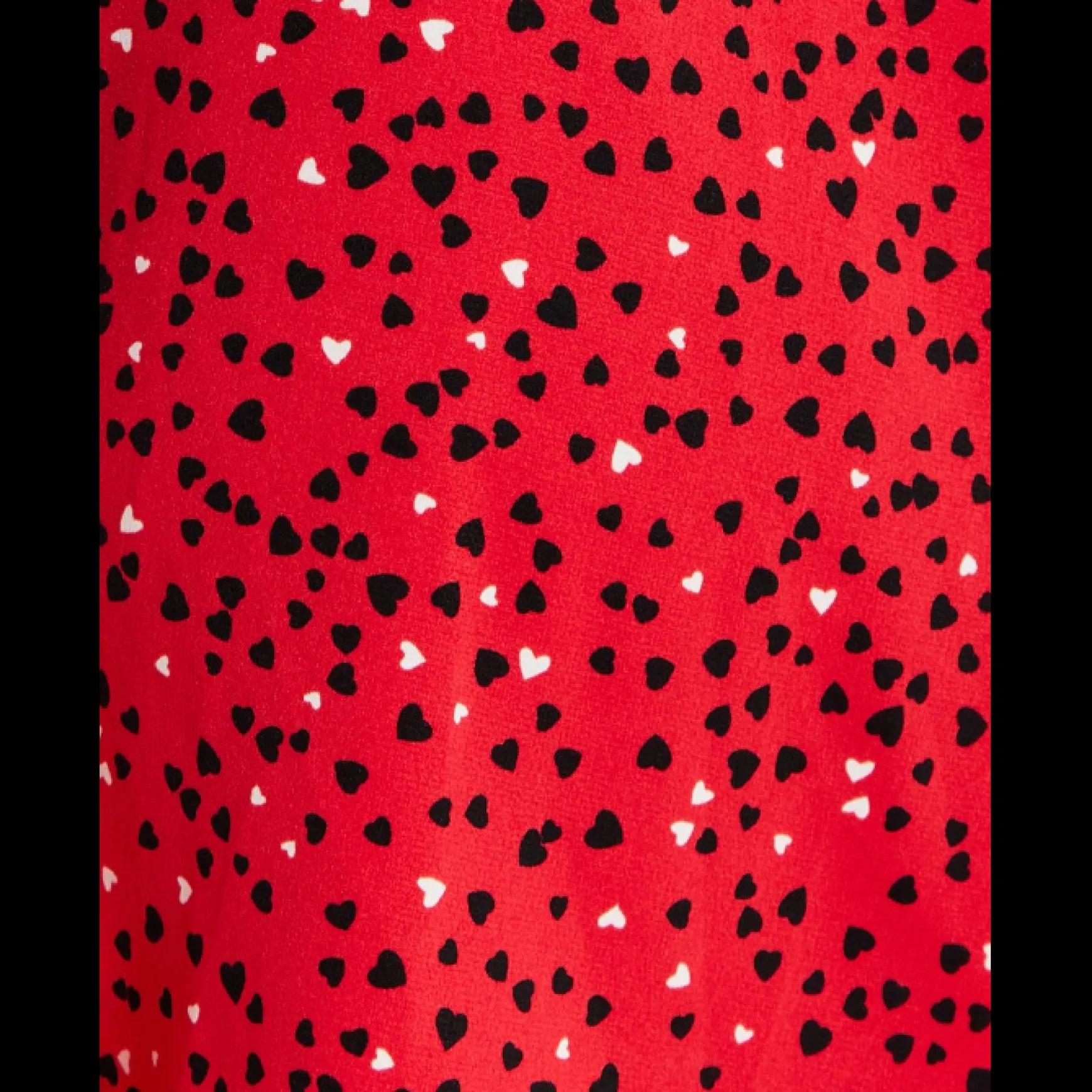 Women's Mini Dress with Long Sleeves in Red - Heart Print Wrap Style, V Neck, Adjustable Tie Waist, by Liquorish