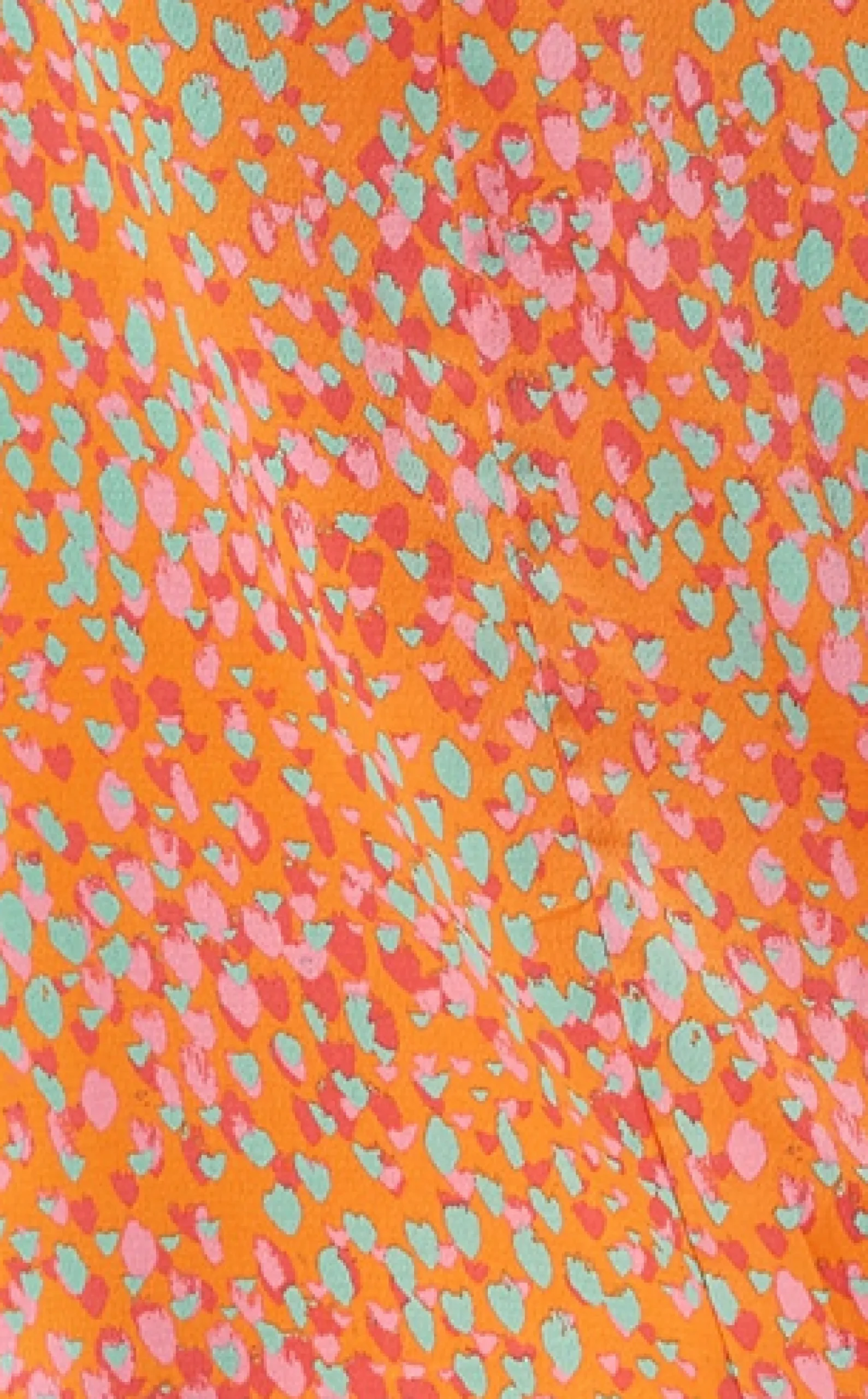 Women's Orange Print Midi Skirt with Side Slit and Fake Buttons - Perfect for Summer Holidays by Liquorish