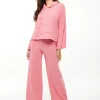 Women's Oversized Hooded Sweatshirt with Front Pocket in Pink - Stylish, Comfortable, with Side Slits and Adjustable Hood
