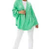 Women's Oversized Long Sleeve Green Jacquard Kimono with Open Front Design and Elegant Texture for Effortless Style