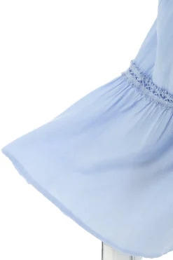Women's Plain Blue Maxi Skirt with Elasticated Waist - Regular Fit by Liquorish