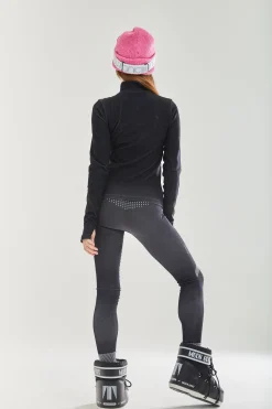 Women's Ski Base Layer Seamless Long Sleeve Top in Black - Perfect for Cold Weather Adventures, Comfortable Fit