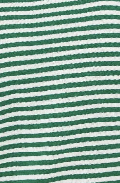 Women's Top in Green and White Stripes with Long Sleeves - Cozy Crew Neck, Stylish Tie Details, Versatile Wear
