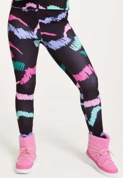 Women's Trousers in Black Abstract Print with Fleece Lining and Adjustable Stirrup Hem by Liquorish