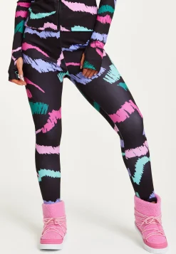Women's Trousers in Black Abstract Print with Fleece Lining and Adjustable Stirrup Hem by Liquorish