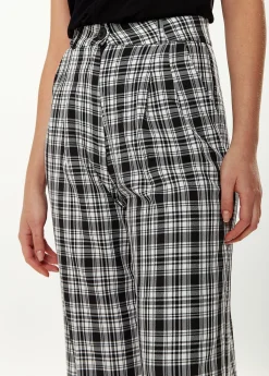 Women's Trousers in Black & White Check with High Waist and Side Pockets - Liquorish