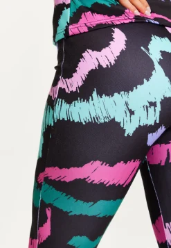 Women's Trousers in Black Abstract Print with Fleece Lining and Adjustable Stirrup Hem by Liquorish