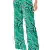 Women's Trousers in Green with Abstract Print, High Rise, Wide Leg Design - Liquorish
