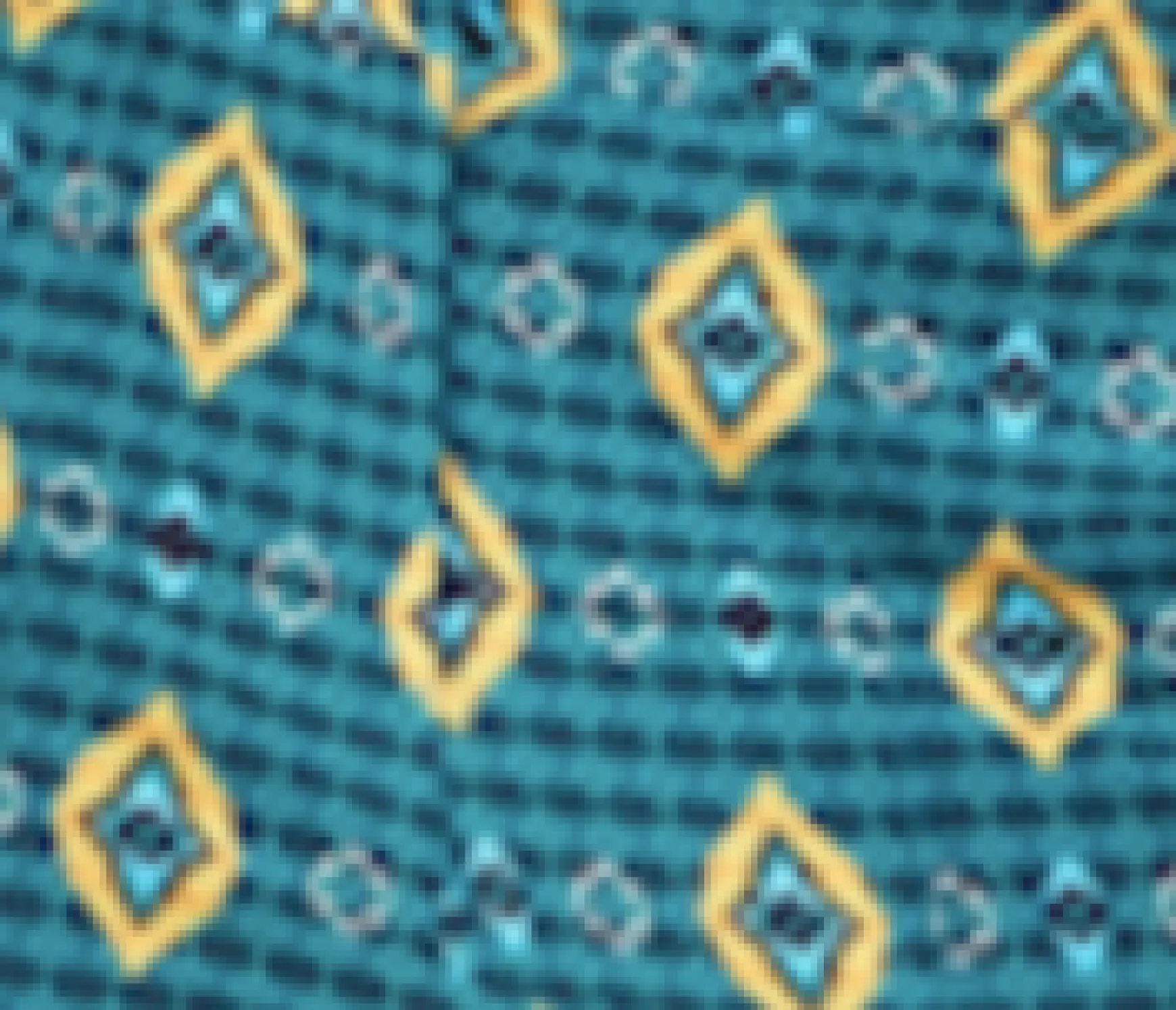 Women's Trousers in Green, Yellow & Navy Geometric Print with Tailored Fit by Liquorish