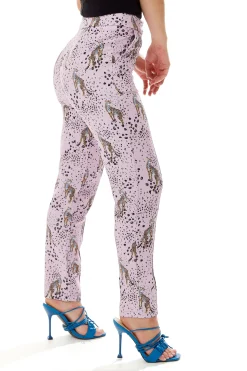 Women's Trousers in Lilac Animal Print with Tailored Fit & Straight Legs, Co-ord Set by Liquorish