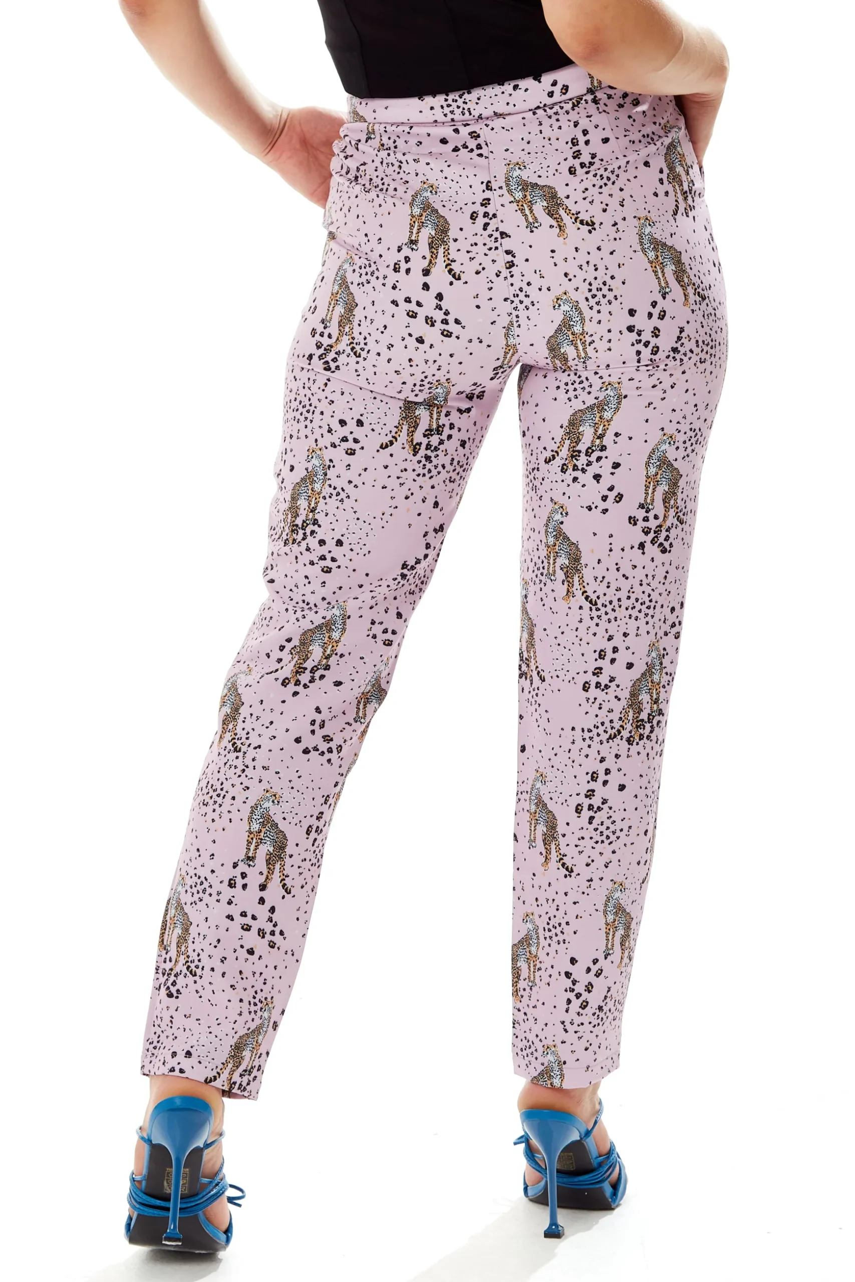 Women's Trousers in Lilac Animal Print with Tailored Fit & Straight Legs, Co-ord Set by Liquorish
