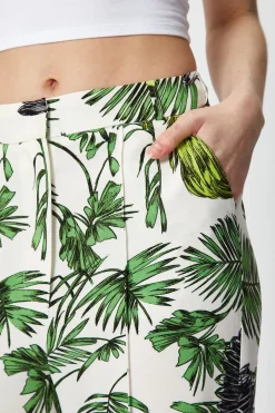 Women's Trousers with High Rise Fit, Bird and Floral Print, Part of Co-ord Set, 100% Polyester - Liquorish