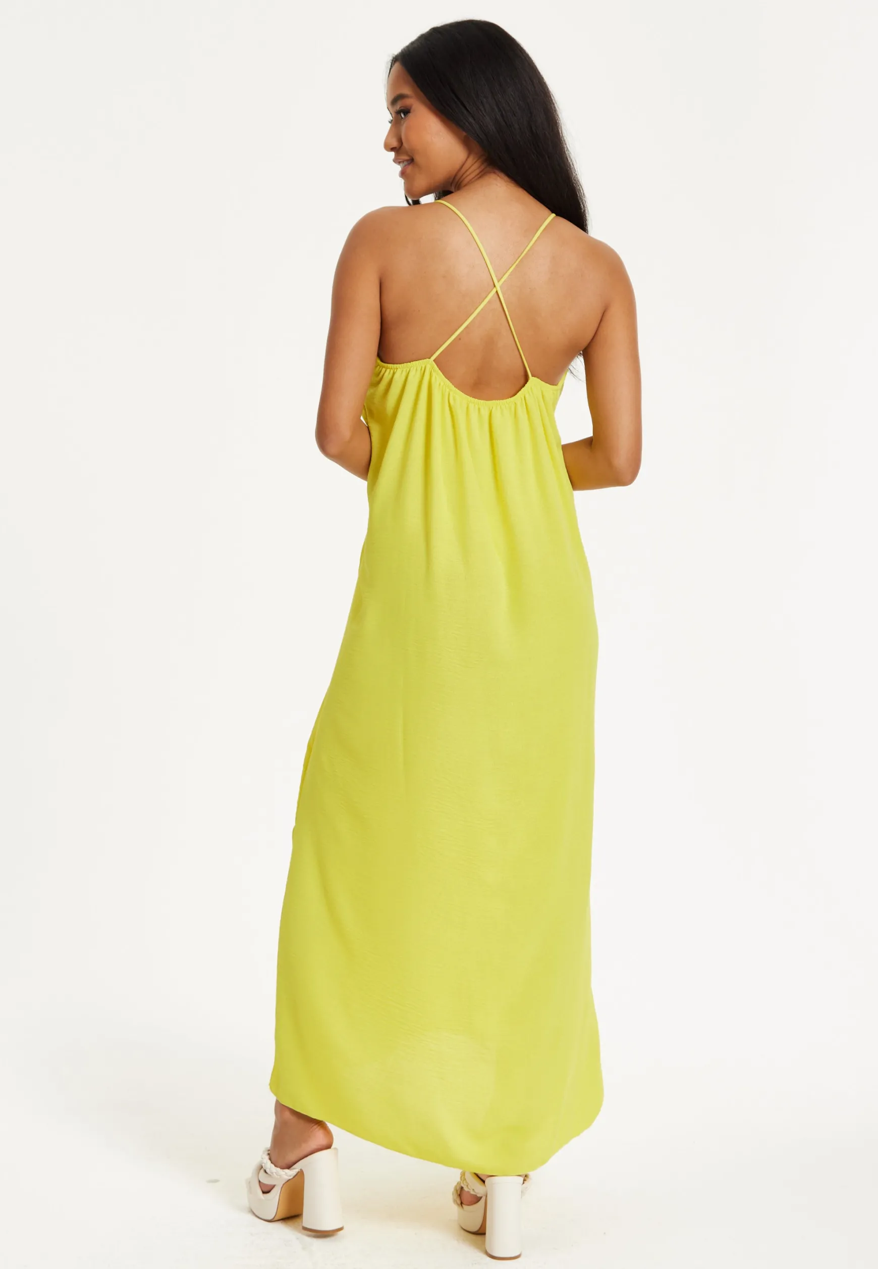 Yellow Cross-Back Maxi Dress